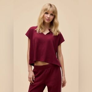 NWT Daydreamer LA Solid Thermal Dolman Women's Burgundy Tee